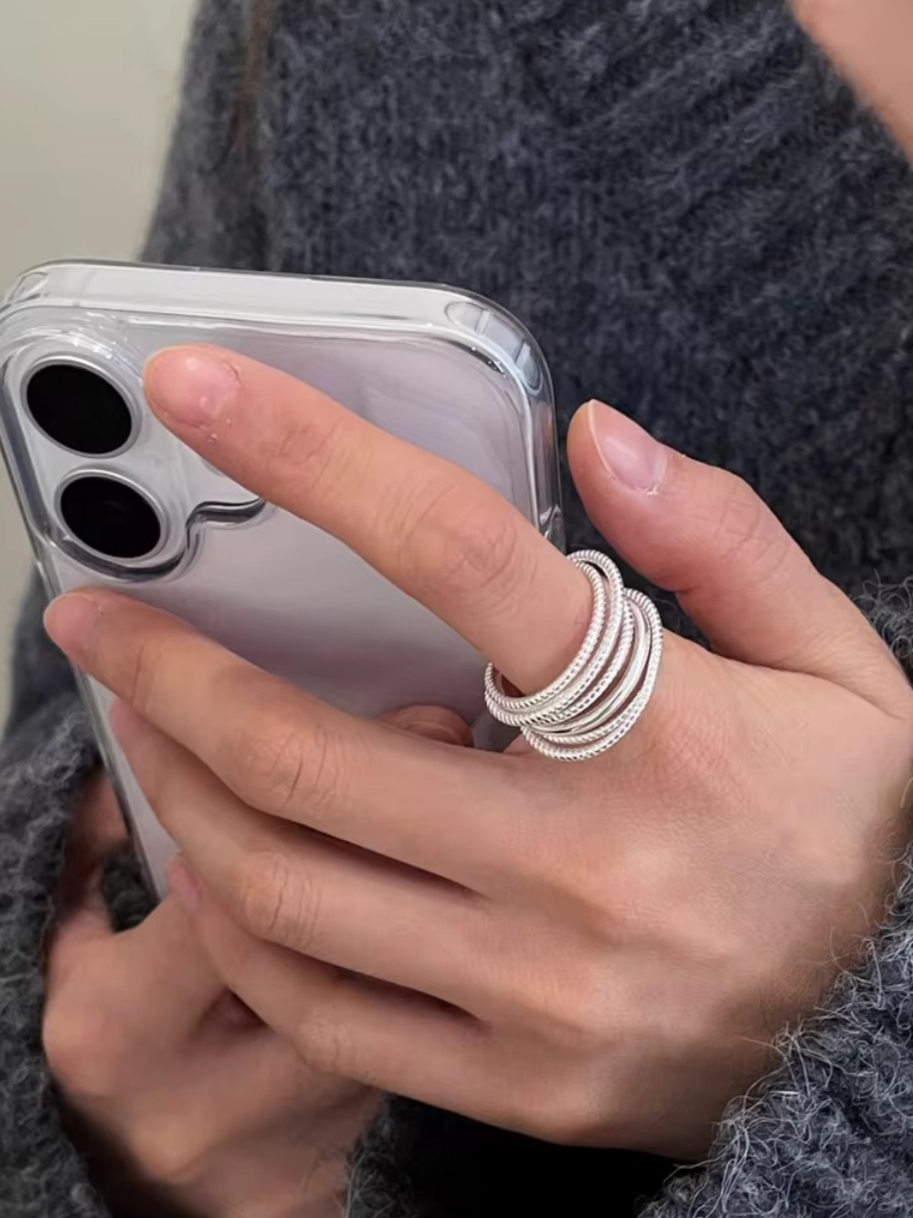 New Sterling Silver 925 layered ring